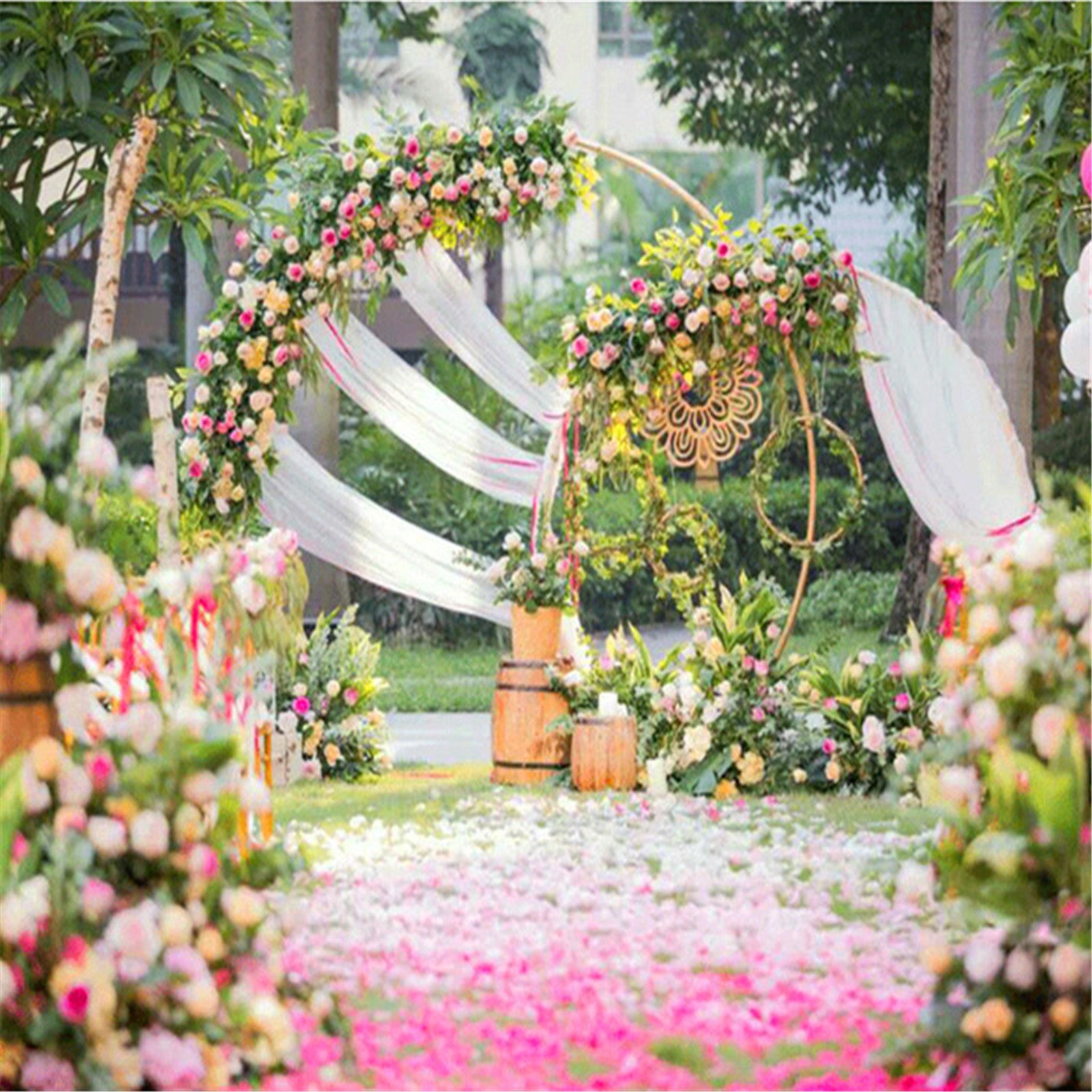 2M Gold Hoop Round Circle Backdrop Metal Arch Stand Frame Wedding Props ...