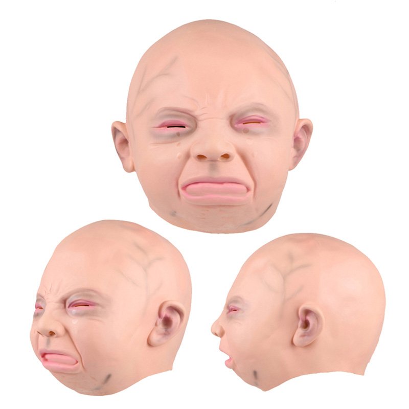 Realistic Cry Baby Face Head Mask Full Latex Halloween Costume Cosplay
