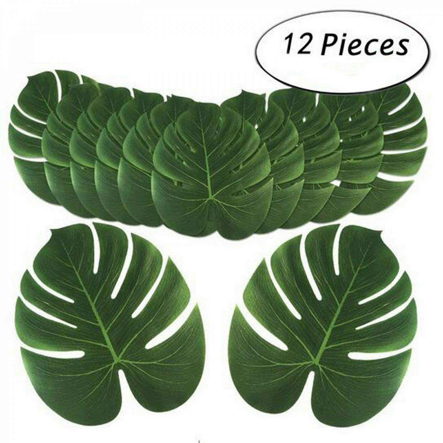 12PCS Large Artificial Tropical Palm Leaves Hawaiian Luau Beach Party ...