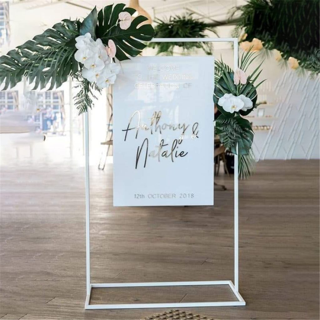 100x75cm Metal Wedding Welcome Acrylic Sign Arch Stand Advertising ...