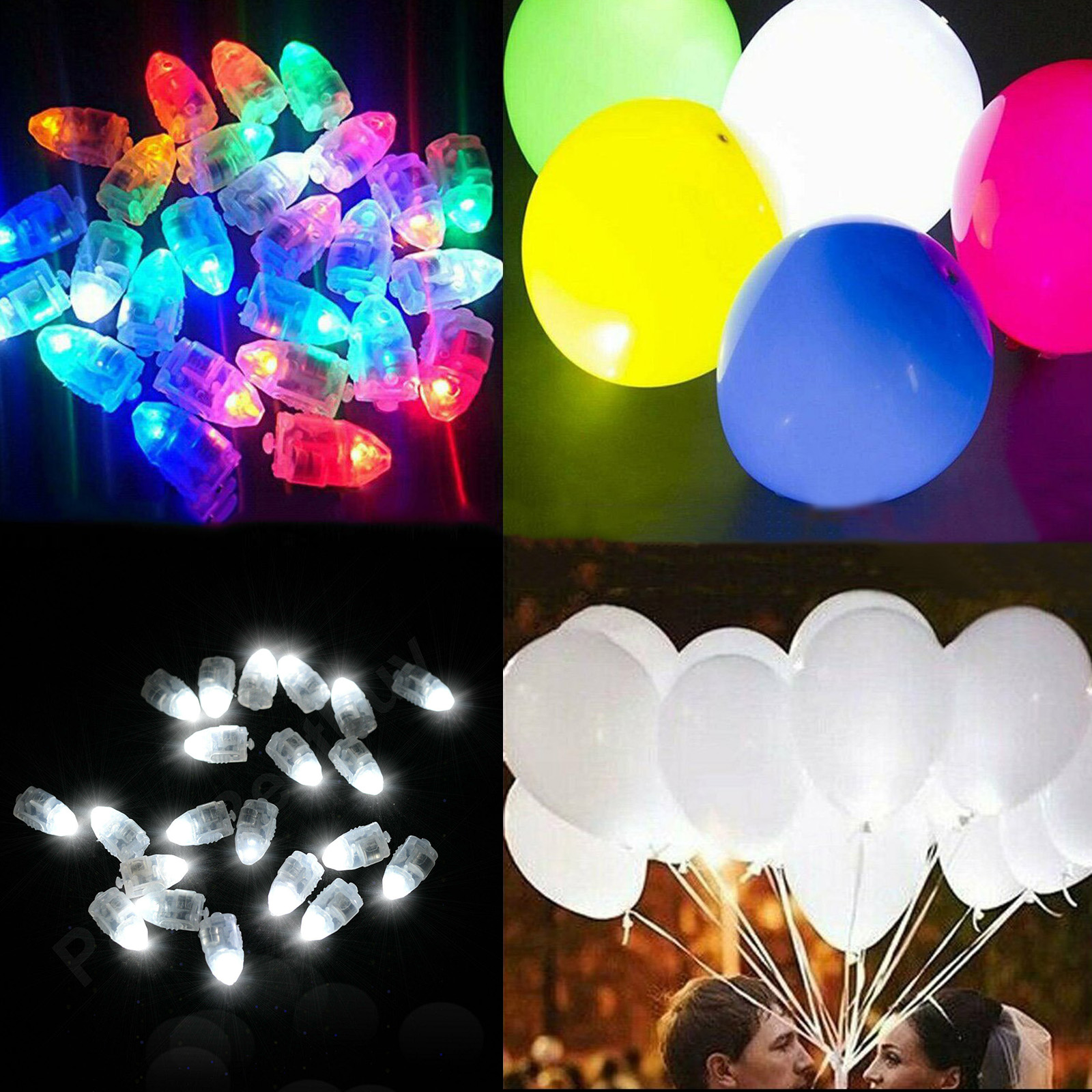 10 Pcs White Led Balloons OR 10 Pcs Color Led Balloons With Led